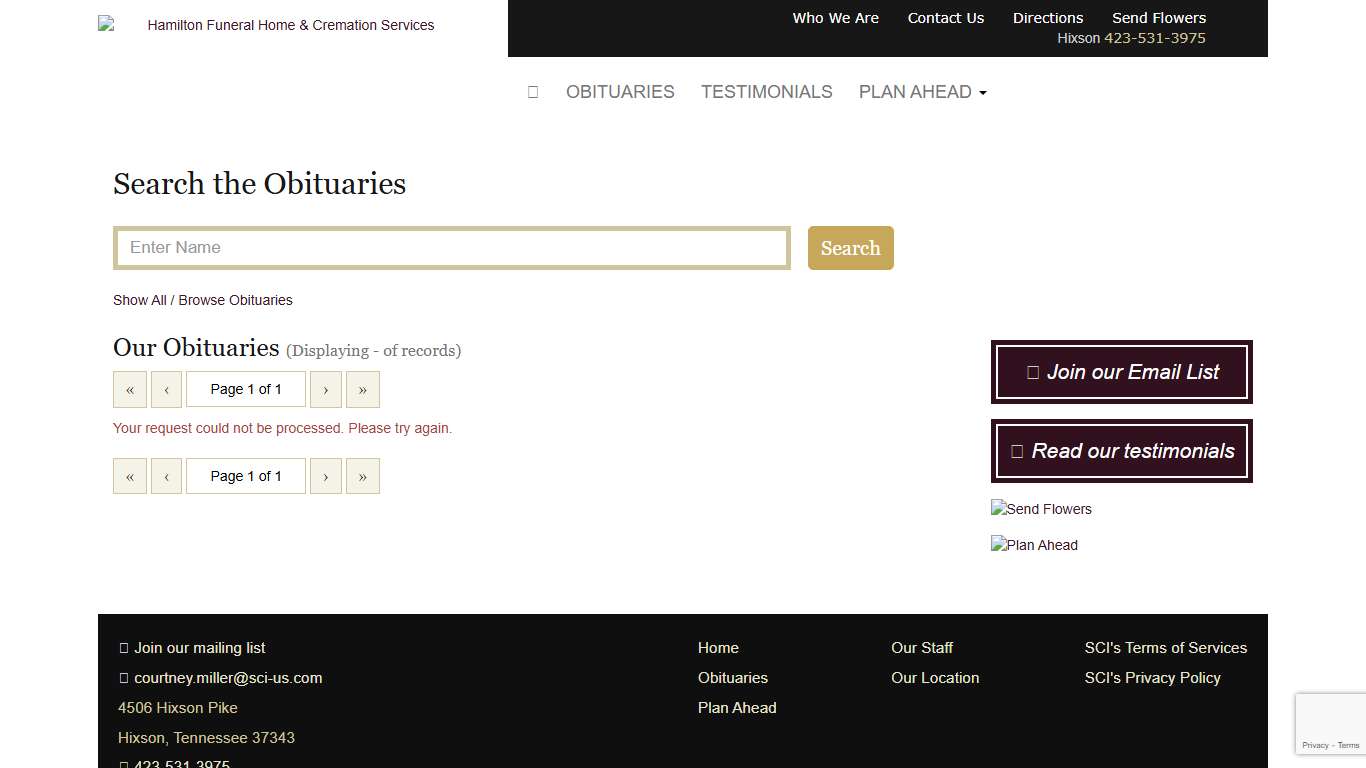 Recent Obituaries Hamilton Funeral Home & Cremation Services